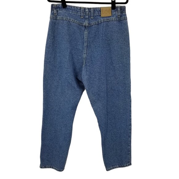 Vintage 90s Lee Size 16 Mom Jeans Cinched Sides Light Medium Wash Tapered Leg - Picture 2 of 9